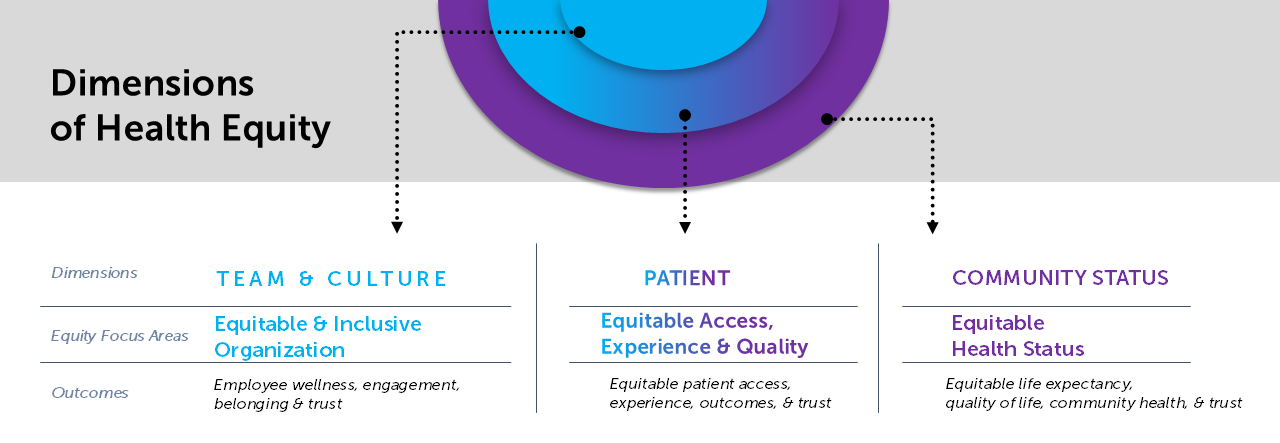 Health equity Framework - dimensions of health equity illustration