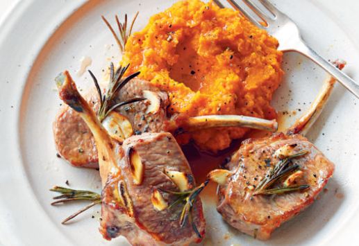 Recipe: Grilled Lamb Chops on Carrot Purée with Roasted Garlic