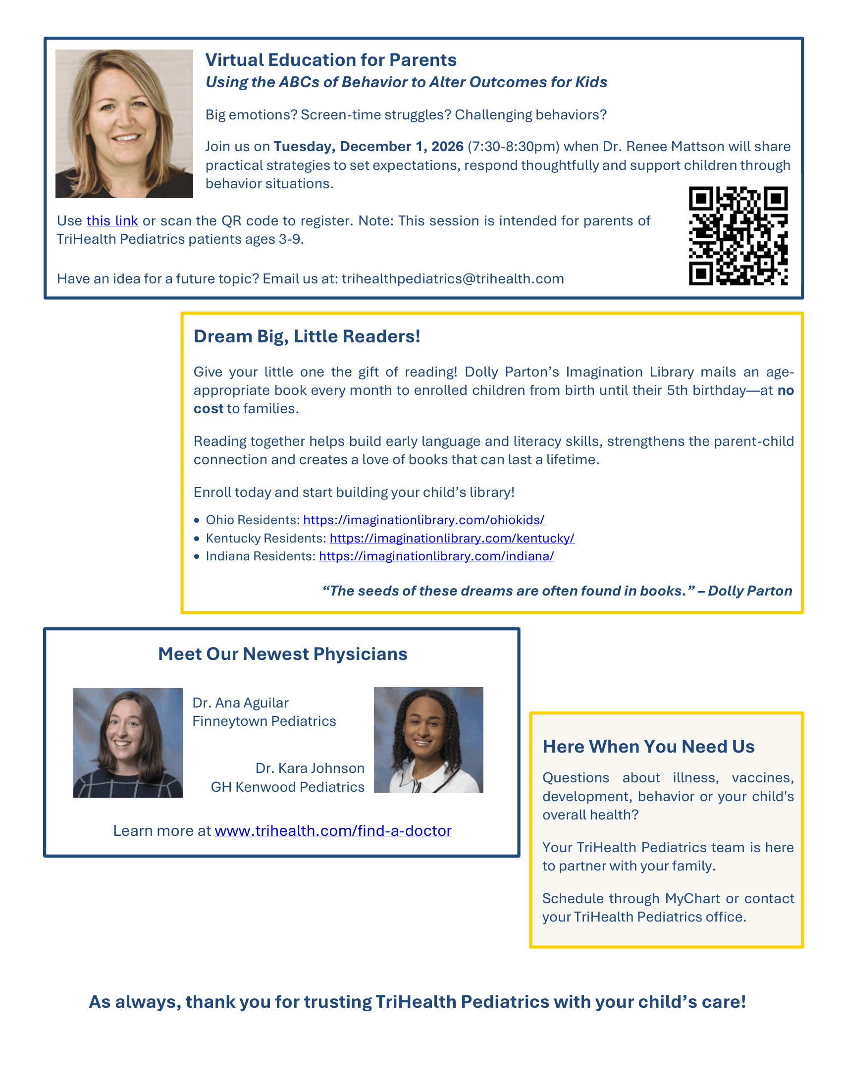 page 2 of Oct-Dec 2026 newsletter for pediatrics
